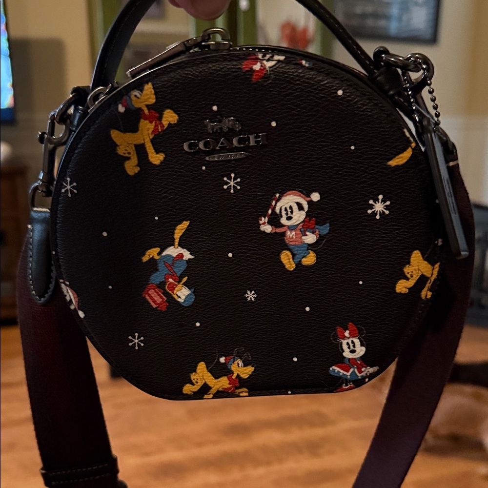 Coach Disney Canteen Crossbody with Mickey Mouse Holiday Print with card holder
